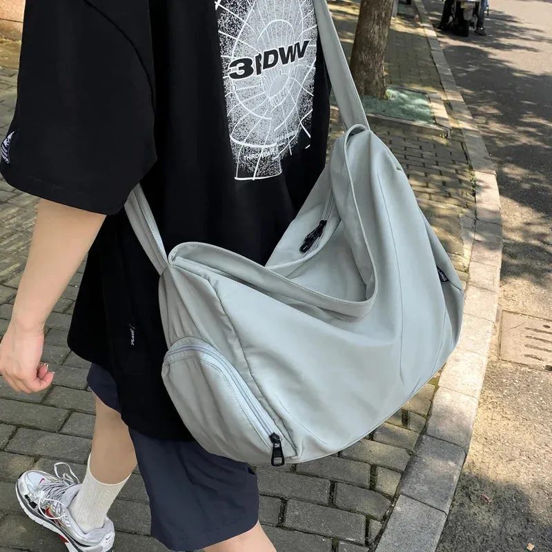 UAKISS  -  Korean High-capacity Simple Solid Messenger Bags Japanese Students Grunge Tote Bag Men Women Y2k All Match Crossbody Handbags