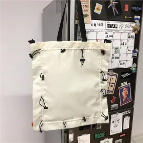 UAKISS  -   Ladies Drawstring Large Capacity Shoulder Messenger Bag Waterproof Solid Color Crossbody Bags Shopping Folding Casual New