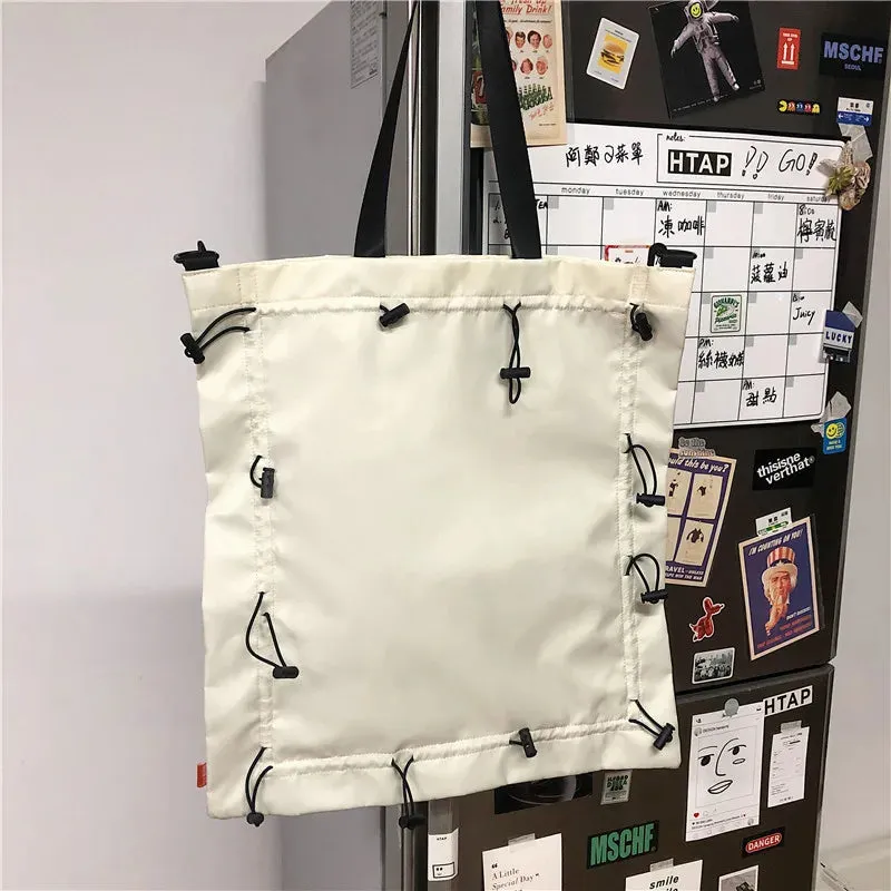 UAKISS  -   Ladies Drawstring Large Capacity Shoulder Messenger Bag Waterproof Solid Color Crossbody Bags Shopping Folding Casual New