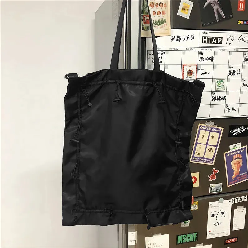 UAKISS  -   Ladies Drawstring Large Capacity Shoulder Messenger Bag Waterproof Solid Color Crossbody Bags Shopping Folding Casual New