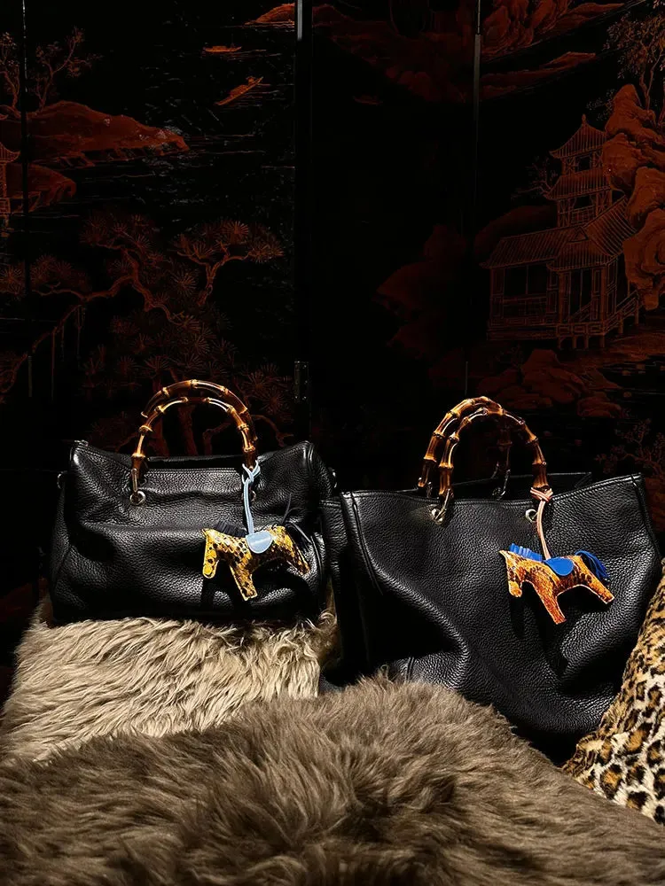 UAKISS  -  New fashion Women's soft leather Retro Fashion High-grade Single crossbody Messenger Bag Bamboo handle Bag Shoulder Purse