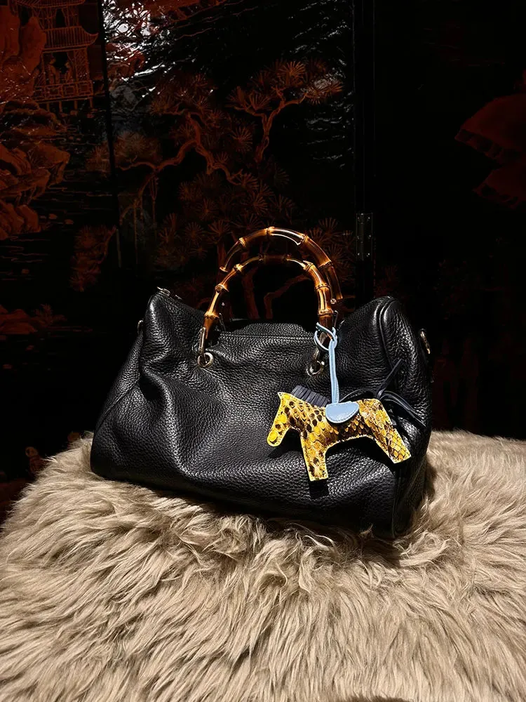UAKISS  -  New fashion Women's soft leather Retro Fashion High-grade Single crossbody Messenger Bag Bamboo handle Bag Shoulder Purse