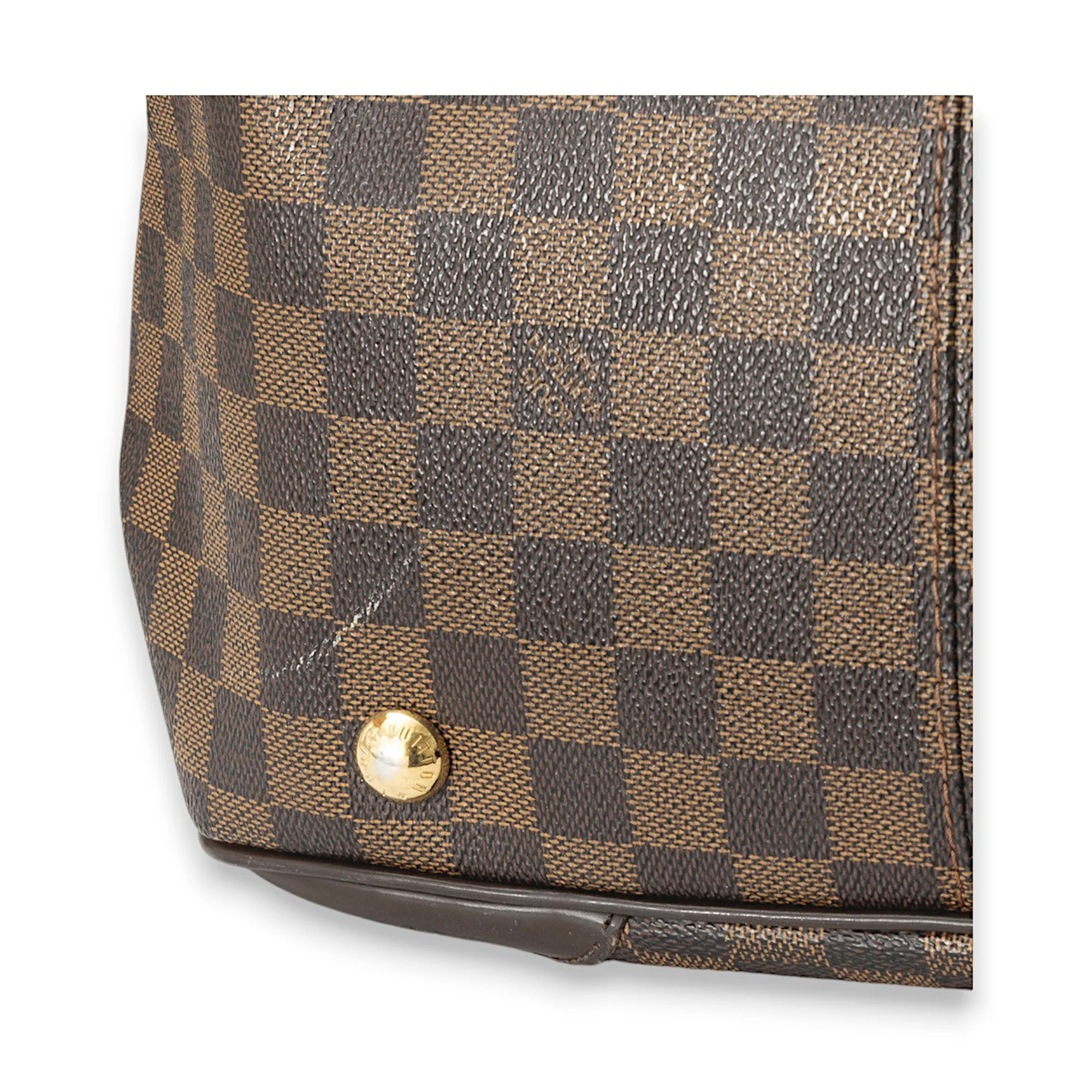 Verona MM Brown Shoulder Bag in Coated Canvas, Gold hardware