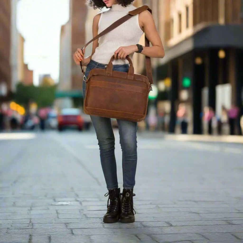 Vintage Leather Laptop Bag Sandel