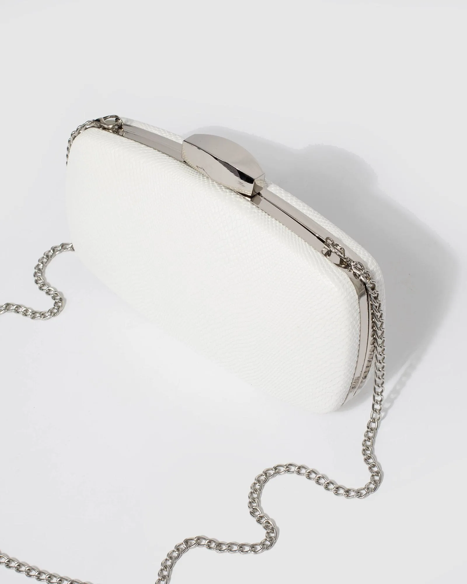 White Talia Woven Clutch Bag