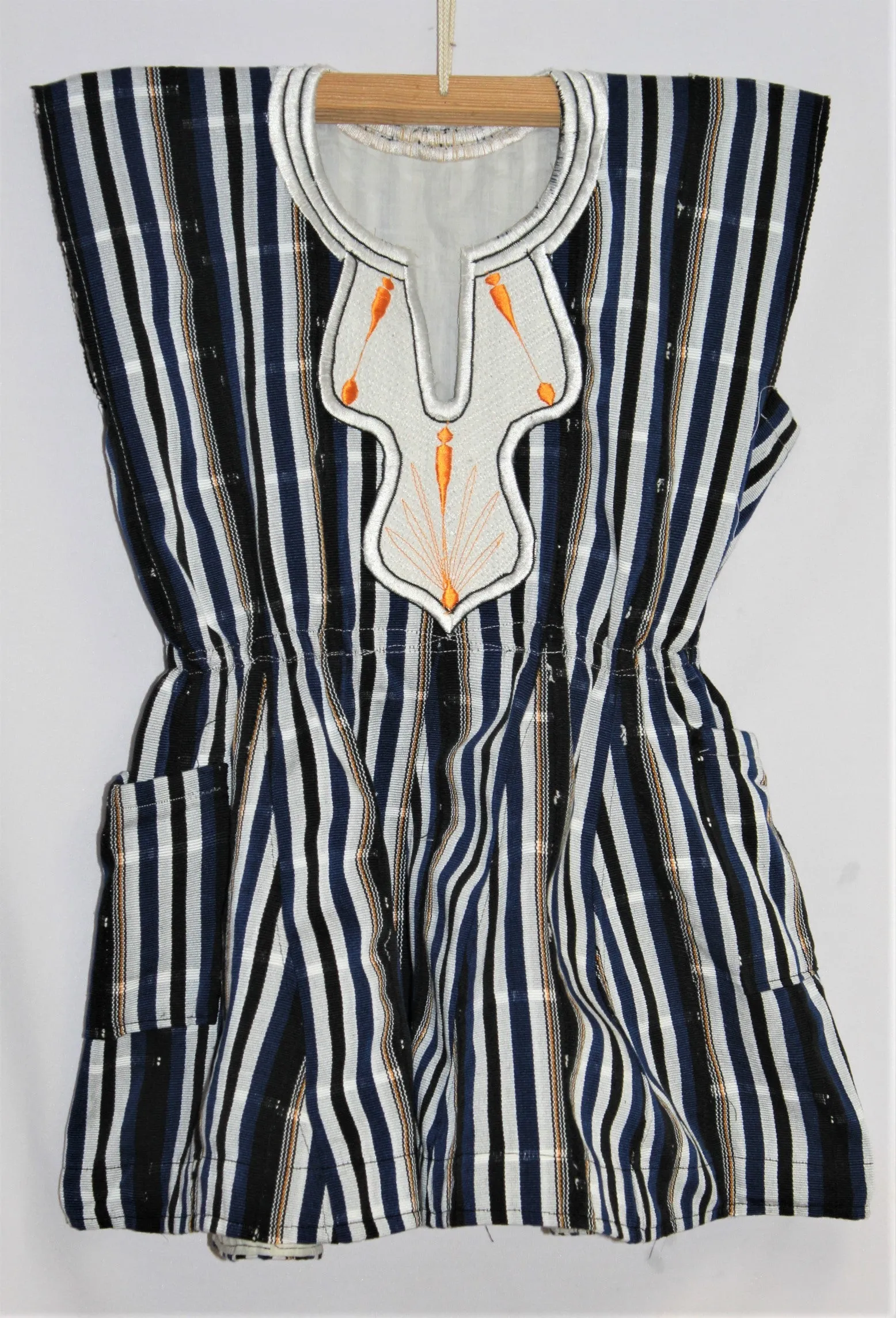 Women's Batakari Blouse - White Stripes